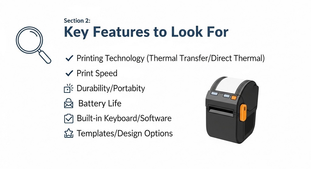 Bluetooth label printer labeling file folders on office desk