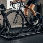 Sturdy indoor bike trainer with reinforced steel construction supporting intense cycling workout in home gym
