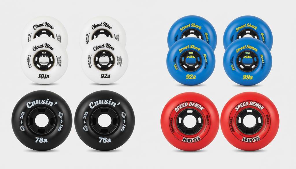 different skateboard wheel sizes and hardness levels