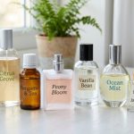 A collection of affordable perfume bottles arranged on a clean white surface for daily use